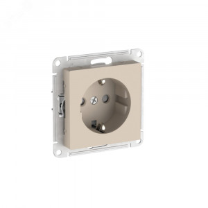 ATLASDESIGN РОЗЕТКА с заземлением со шторками, 16А, быстрозажимные клеммы, ПЕСОЧНЫЙ ATN001245S