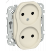 FLITE Розетка 2-местная без заземления без защитных шторок безвинтовое крепление 10А РС02-1-ФлСл сливочный IEK FI-R20-10-1-K86