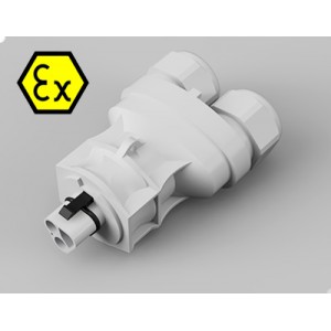 Вилочный сплиттер на кабель X6.032.4253.0, Сплиттер, взрывозащищенный вилочный разъем на кабель диам. 6-10 мм, IP68(69k), 3 полюса, винтовая фиксация провода, номинальные характеристики: 250/400V, 20A, цвет: белый, серия RST Ex