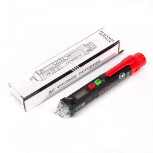 KT 100, Бесконтакный детектор переменного напряжения с возможностью определения фазной и нулевой жилы, жидкокристаллическим дисплеем, световым и звуковым индикатором, встроенной светодиодной подсветкой зоны тестирования.