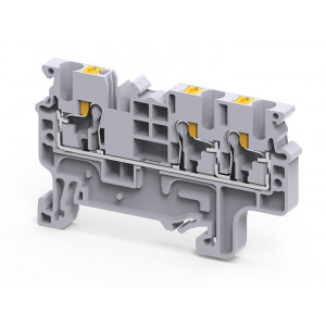 Проходная клемма CP2.5/3, Проходная клемма, 3 точки подключения, тип фиксации провода: push-in, номинальное сечение: 2,5 мм кв., 24A, 1000V, ширина: 5 мм, цвет: серый, тип монтажа: DIN35