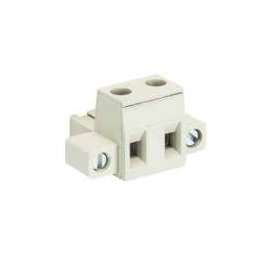 Розеточный разъем на кабель 8413 B/2 F OB, Розеточный разъем, угловой, на кабель, шаг: 7.62 мм, 2 полюса, фиксация провода винтовая, исполнение: с монтажными фланцами, без маркировки, 400V, 12А, цвет: серый