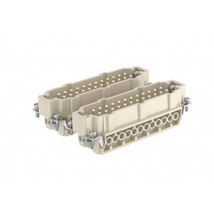 Вилочная контактная вставка HE-048-M, Вилочная контактная вставка, винтовая фиксация, 48 полюсов + PE, типоразмер 48B, 500V, 16A, сечение обслуживаемых проводников 1,0-2,5 мм кв, тип покрытия контактов: серебро