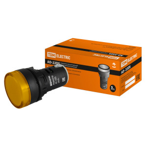 Лампа AD-22DS(LED)матрица d22мм желтый 230В TDM (кр.10шт) [SQ0702-0003]