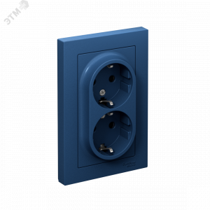 ATLASDESIGN РОЗЕТКА двойная с заземлением со шторками, 16А, в сборе, АКВАМАРИН (6шт) C3(4) ATN001126