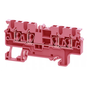 Проходная клемма CX2.5/4R, Проходная клемма, 4 точки подключения, тип фиксации провода: пружинный, номинальное сечение: 2,5 мм кв., 24A, 1000V, ширина: 5 мм, цвет: красный, тип монтажа: DIN35