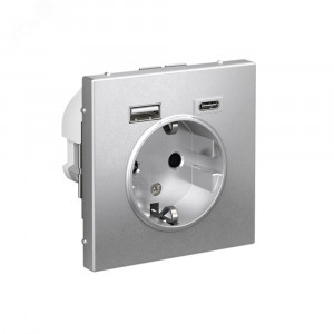 ARTGALLERY розетка 16А с 2 USB A+C, 5В/2,4А/3,0А, 2х5В/1,5А, механизм, алюминий GAL000332