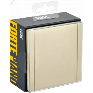 FORTE&PIANO Розетка 1-местная с заземлением с защитными шторками и крышкой безвинтовое крепление 16А IP44 FP419 ваниль IEK FP-R16-16-1-44-K10