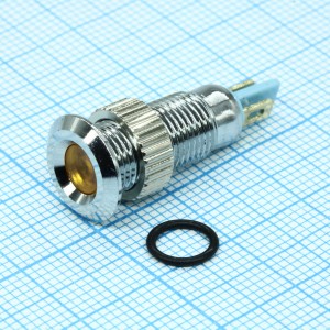 Индикаторная лампа 8мм 220V LED желтый, Лампа индикаторная 220В D8