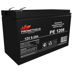 PE1209, Аккумулятор свинцово-кислотный 12V 9.2Ah, размер 151х64х94мм, плоская клемма 6.3мм, срок службы 6 лет