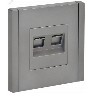 FORTE&PIANO Розетка компьютерная двойная RJ45 кат.5E FP533 сталь IEK FP-K20-1-K46
