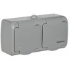 Розетка 2-м ОП Aquatic РСш22-2-А 16А IP54 с заземл. с крышкой сер. ERA22-K03-16-54