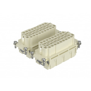 Розеточная контактная вставка HEE-064-FC, Розеточная контактная вставка, обжимная фиксация, 64 полюса + PE, типоразмер 32B, 500V, 16A, (обжимные контакты поставляются отдельно)