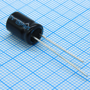 JTK477M016S1GMG11L, Конденсатор алюминиевый электролитический 470мкФ 16В  ±20% (8 х 11мм) радиальные выводы 3.5мм 370мА 2000час 105°С россыпь
