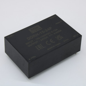 DDRH-15-24P, Преобразователь DC/DC, 15Вт, вход 150…1500 В DC, выход 24В/0.625А, КПД=88%, изоляция 4000В DC, максимальная емкостная нагрузка 625мкФ, 76.2х50.8х25мм, -40...+85°С, в плату