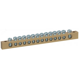 Шина NO-122-24 PEN "земля-ноль" 8х12мм 14/2 крепеж по краям латунь Б0047239
