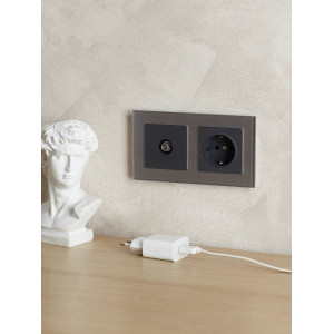 Рамка 2-м BRITE РУ-2-2-БрСе стекло сер. BR-M22-G-K03