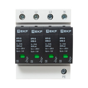 Ограничитель импульсных напряжений ОПВ-D/4P In 5кА 275В с сигн. PROxima opv-d4