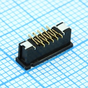 1-1734742-0, Соединитель FPC 10 контактов шаг 0.5mm угловой для поверхностного монтажа лента на катушке