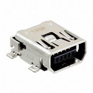 1734328-1, Разъем Mini USB тип AB, USB 2.0, розетка, 5 вывод(-ов), Поверхностный Монтаж (SMD), Прямой Угол