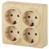 11-2211-11 Розетка 4х2P+E Schuko со шторками, 16A-250В, IP20, ОУ, Эксперт, сосна (8/80/1280) Б0020711