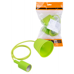 Патрон пластиковый Е27 с подвесом 1 м, зеленый SQ0335-0064