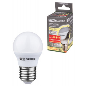 Лампа светодиодная FG45-6 Вт-230 В-3000 К–E27 "Лампа-ДИММЕР" SQ0340-0203