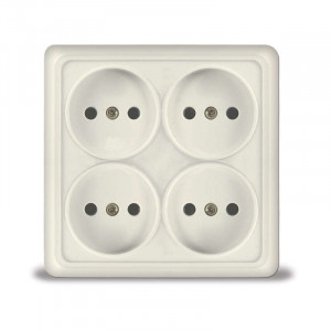 Розетка 4-м ОП Олимп 16А IP20 квадрат. без заземл. сл. кость 1170
