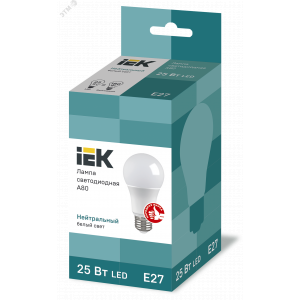 Лампа светодиодная 25Вт A80 грушевидная 4000К нейтр. бел. E27 230В LLE-A80-25-230-40-E27