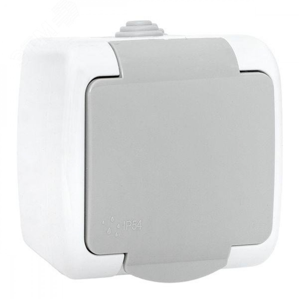 Изображение товара Розетка 1-м ОП Мурманск 16А IP54 с заземлительной защитой серый EKF