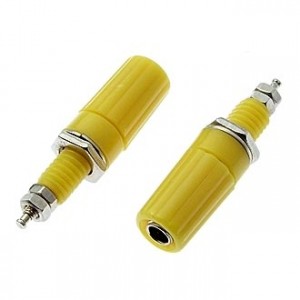 Z019 4MM BINDING POST YELLOW, Клемма приборная Z019 4 мм, желтый, на панель под пайку