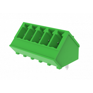 Вилочный разъем на плату MC-PA3.81A07-0002, Вилочный разъем, угол 45 град, на плату, шаг: 3.81 мм, 6 полюсов, фиксация на плате пайкой, исполнение: стандартное, 160V, 8A, цвет: зеленый