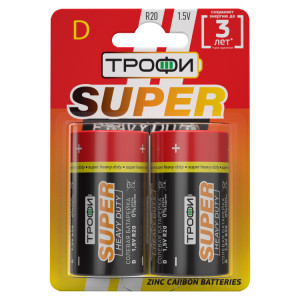 Батарейки Трофи R20-2BL SUPER HEAVY DUTY Zinc (12/96/4992)(кр.2шт) [Б0023143]