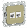 FLITE Розетка 2-местная компьютерная RJ45 категория 5Е UTP РК5е-2-0-ФлО оливковый IEK FI-K22-1-K26