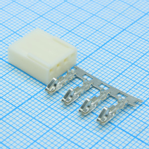 HU-04 PITCH 2.54MM+TERMINAL, Разъем питания низковольтный 4 контакта шаг 2.54 мм