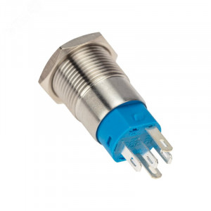 A16-C4-B-P с красной подсветкой, Кнопка антивандальная d16 3A 250B б/фикс (5c) (ON)-OFF плоская 250В подсв/красная POWER