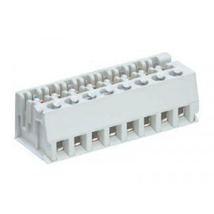 Клемма Wiecon LPST 1 / 8 OB, Клемма для торцевого подключения к печатной плате, подвод кабеля сбоку, шаг: 5.0 мм, 8 полюсов, фиксация провода винтовая, исполнение: без маркировки, 250V, 5A, цвет: серый