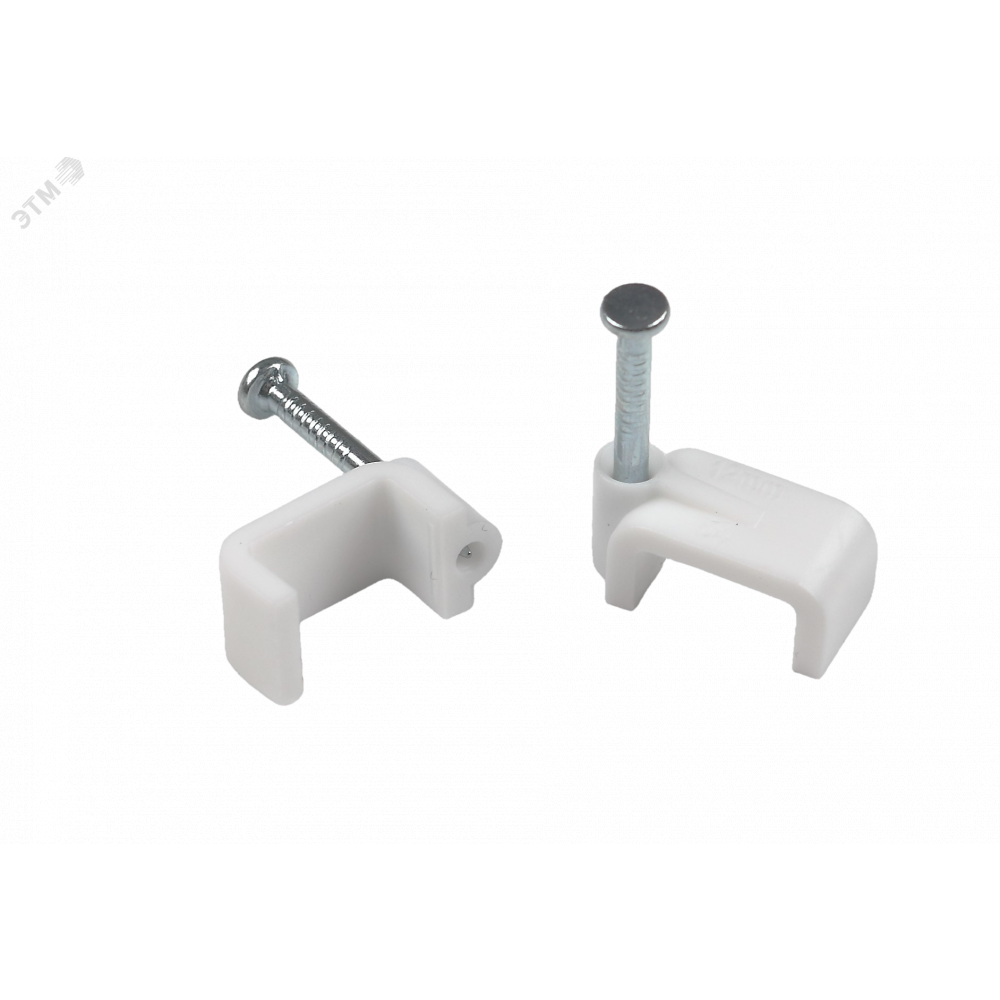 Изображение товара Скоба пластиковая крепежная плоская 12 мм белая NO-225-288 10 шт Б0066637