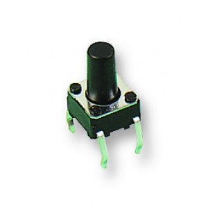 SKHHDTA010, Кнопка тактильная 6Х6мм, вертикальная, чёрная h=9.5мм 0.98N 0.05A 12В 1000000 циклов монтаж в отверстие