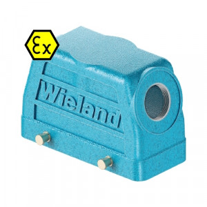 Крышка разъема Ex EX GOT GA24 M32 09IA Z1, Крышка разъема на кабель, типоразмер 24B, взрывозащита, без уплотнителя, 1 отверстие с резьбой для кабельных вводов M32x1,5, с боковым расположением, без защелок (упоры для двух защелок), материал корпуса: цинковый сплав