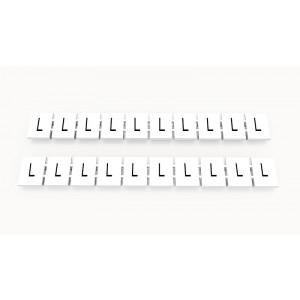 Маркировка (в кассетах) ZB8-10P-19-60Z(H), Кассета с маркировочными шильдиками, для клемм сечением 6 мм.кв., верхняя, 10 шильдиков, нанесенные символы: L, с вертикальным расположением, размер шильдика: 7,45 x 10,7 мм, цвет: белый