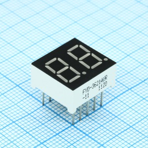 FYD-3621AUR-11, 2-х разрядный индикатор 9,2мм/красный/635нм/60-100мкд/ОК