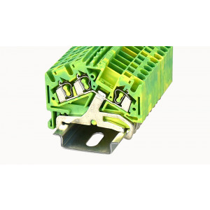 WS2.5-TW-TA-PE-01P-1C-00Z(H), Заземляющая клемма, 3 точки подключения, тип фиксации провода: пружинный, номинальное сечение: 2,5 мм кв., ширина: 5 мм, цвет: желто-зеленый, тип монтажа: DIN35