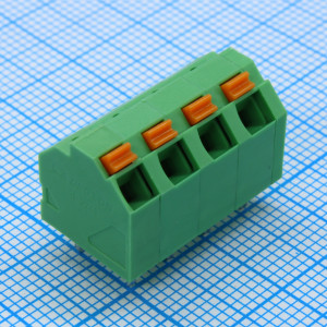 DG246-5.08-04P-14-00A(H), Нажимной безвинтовой клеммный блок 4 контакта. Зажим типа торцевой контакт. Серия DG246