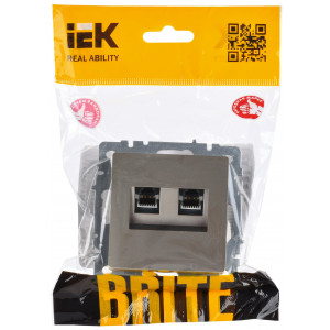 BRITE Розетка двойная RJ11+RJ45 кат.5E РК/Т12-БрС сталь BR-KT20-O-1-K46