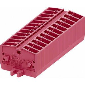 Проходная клемма (MINI) 254309, Проходная клемма, MINI, верхний подвод кабеля, 2 точки подключения, тип фиксации провода: пружинный, номинальное сечение: 2,5 мм кв., 24A, 800V, ширина: 6 мм, цвет: розовый, тип монтажа: монтажные фланцы