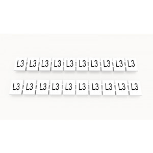 Маркировка (в кассетах) ZB8-10P-19-71Z(H), Кассета с маркировочными шильдиками, для клемм сечением 6 мм.кв., верхняя, 10 шильдиков, нанесенные символы: L3, с вертикальным расположением, размер шильдика: 7,45 x 10,7 мм, цвет: белый