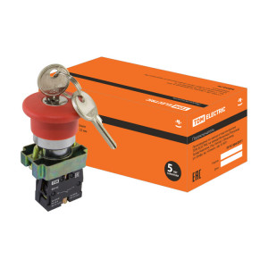 Кнопка BS142 "Грибок"с ключом красный d22мм 230В 1р SQ0704-0023