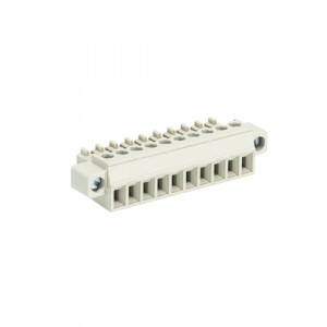 Розеточный разъем на кабель 8513 B/10 F OB, Розеточный разъем, угловой, на кабель, шаг: 3.5 мм, 10 полюсов, фиксация провода винтовая, исполнение: без маркировки, с монтажными фланцами, 250V, 8А, цвет: серый