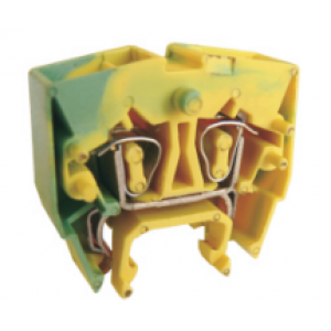 Заземляющая клемма (MINI) UJ5-2.5WM/2X2JD, Заземляющая клемма, MINI, верхний подвод кабеля, 4 точки подключения, тип фиксации провода: пружинный, номинальное сечение: 2,5 мм кв., 800V, ширина: 10 мм, цвет: желто-зеленый, тип монтажа: DIN35